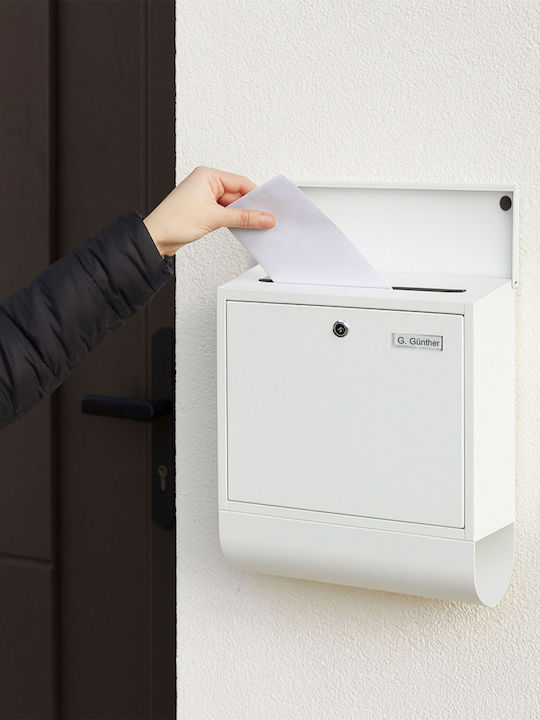 Relaxdays Outdoor Metallic Mailbox in White Color