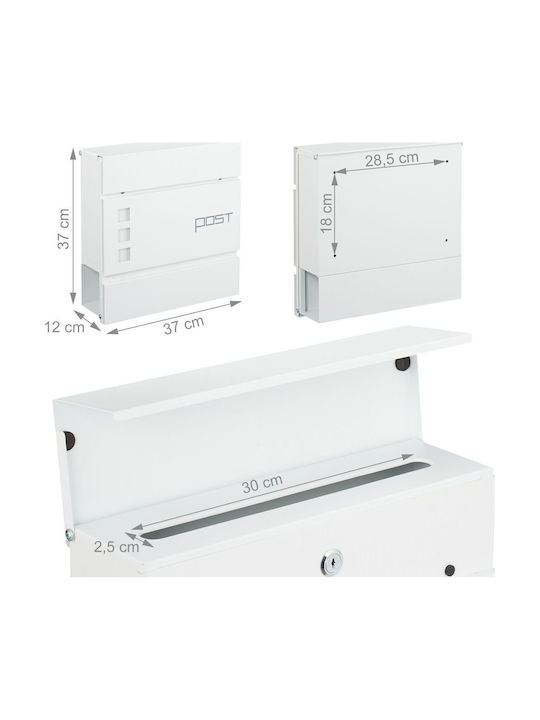 Relaxdays Outdoor Metallic Mailbox in White Color