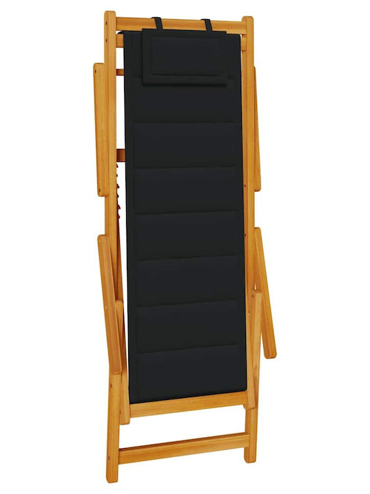 Wooden Deckchair With Arms Black 61.5x110x96cm