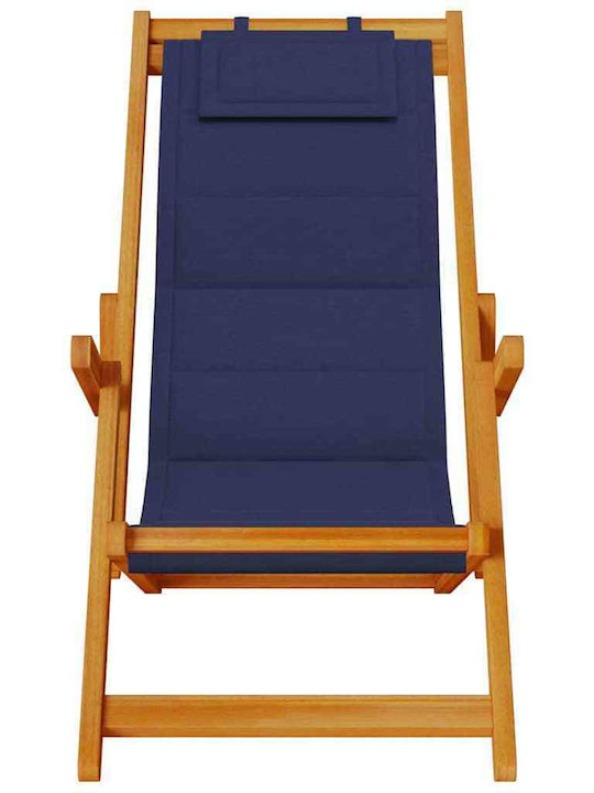 Сезлонг Дървена С Подлакътници Син 61.5x110x96см
