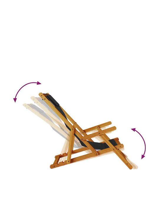 Wooden Deckchair With Arms Black 61.5x110x96cm