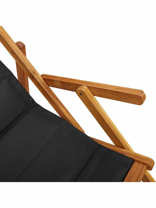 Wooden Deckchair With Arms Black 61.5x110x96cm