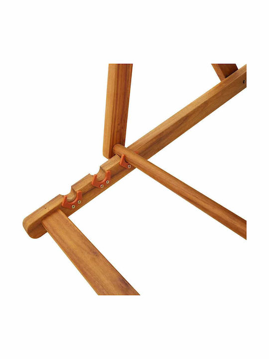 Сезлонг Дървен с Подлакътници Крем 61.5x110x96см