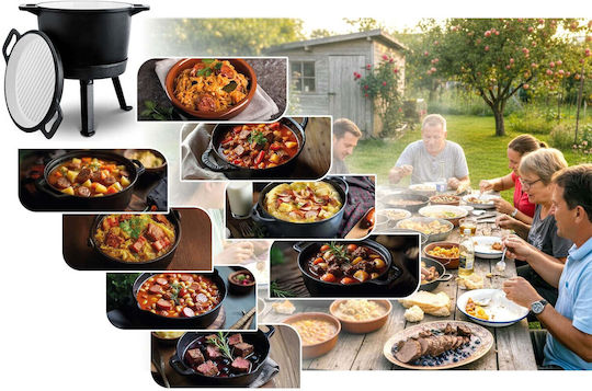 Oală Din Fontă Emailată 8l Cu Suport + Tigaie Grill Bd-480 348010