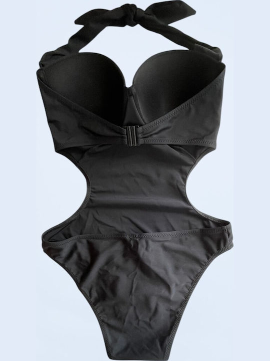 Costum De Baie Întreg Negru Fără Bretele