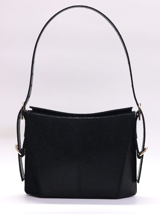 Leder Damen Schultertasche Schwarz T15166-03-2-1