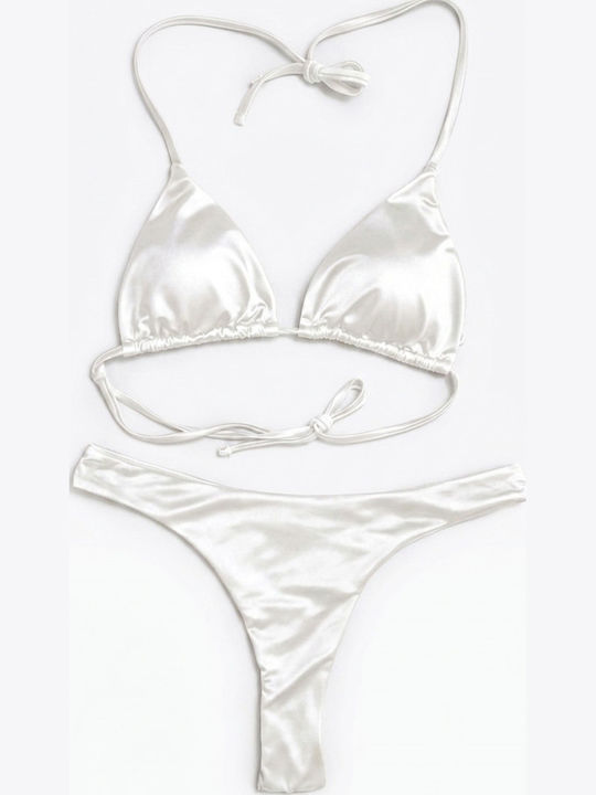 Set Bikini Τριγωνάκι με Αφαιρούμενη Ενίσχυση & String Λευκό