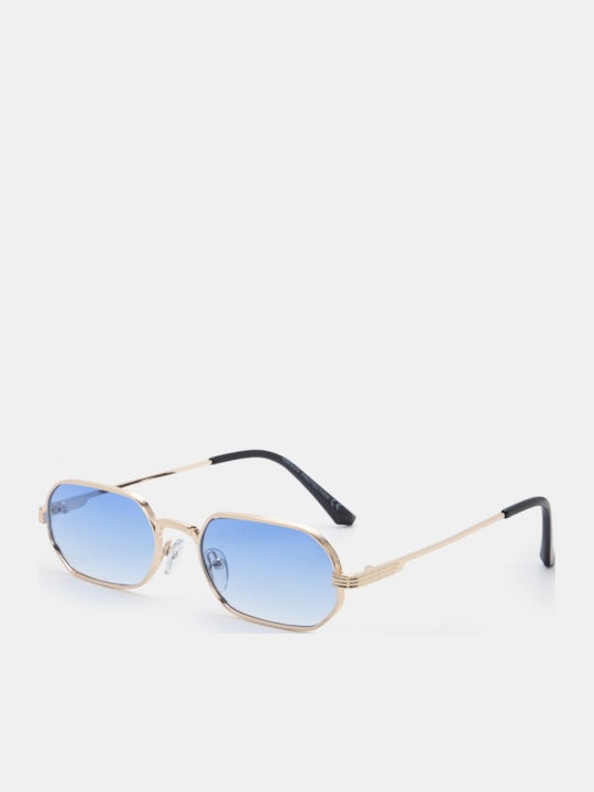 Luigi Unisex Sunglasses with Blue Metallic Frame and Blue Lens 4842506
