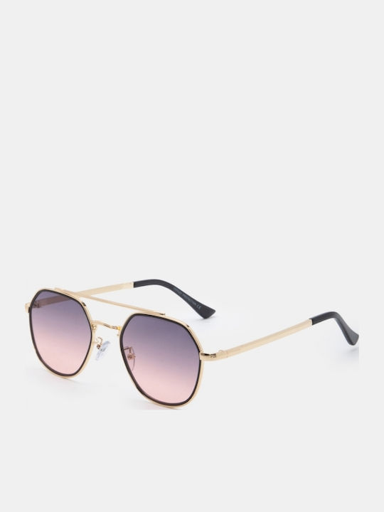 Luigi Unisex Sunglasses With Pink Metallic Frame And Pink Lens