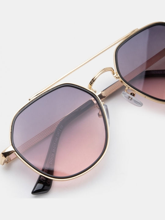 Luigi Unisex Sunglasses With Pink Metallic Frame And Pink Lens