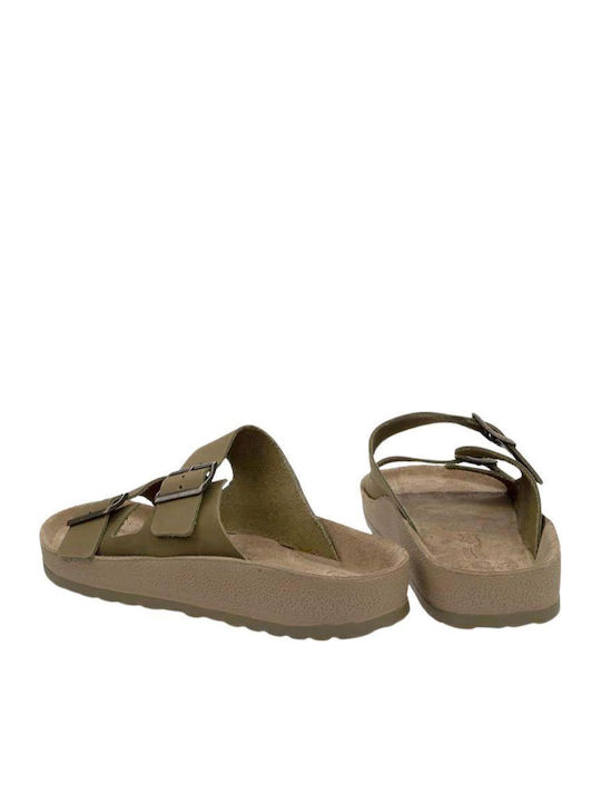Leather Men's Sandals In Beige Colour