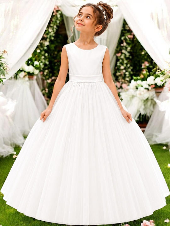 Kinderkleid Ärmellos Für Blumenmädchen Weiß