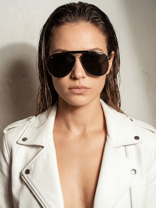 Red Raven Spencer Unisex Γυαλιά Ηλίου με Μαύρο Μεταλλικό Σκελετό και Μαύρο Φακό rd-000088-totalblack-