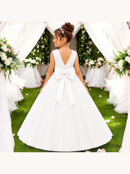 Kinderkleid Ärmellos Für Blumenmädchen Weiß