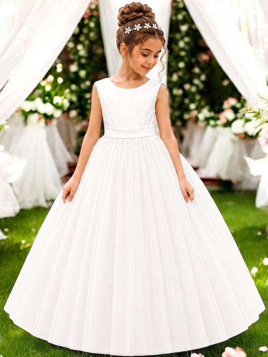 Kinderkleid Ärmellos Für Blumenmädchen Weiß