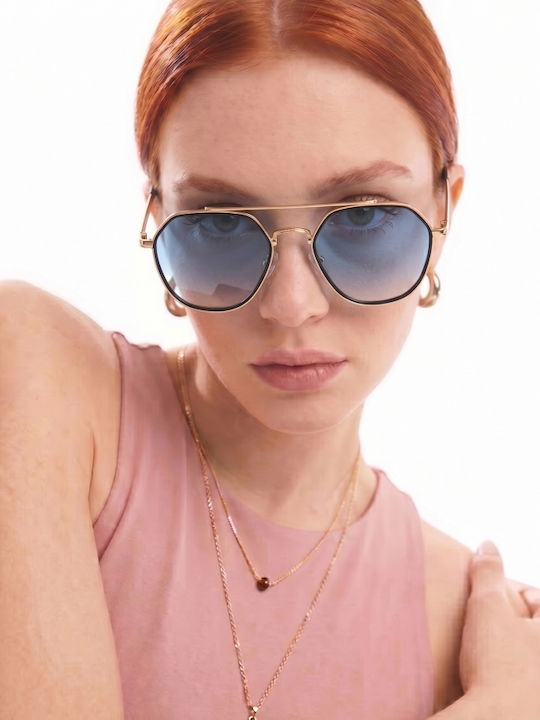 Luigi Unisex Sunglasses with Light Blue Metallic Frame and Light Blue Lens 4869630