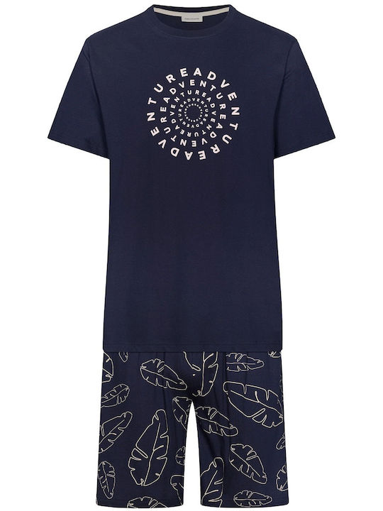 Pastunette Sommer Herrenpyjama Baumwollene Marineblau