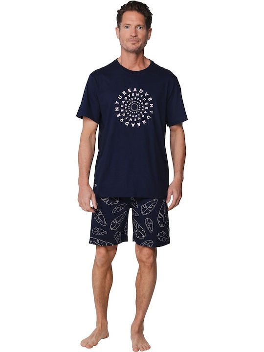 Pastunette Sommer Herrenpyjama Baumwollene Marineblau