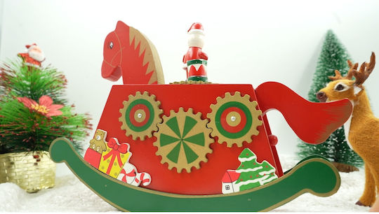 Christmas Decorated Music Box Pony Red Wooden 18 Cm X 25 Cm Indoor Alista Home