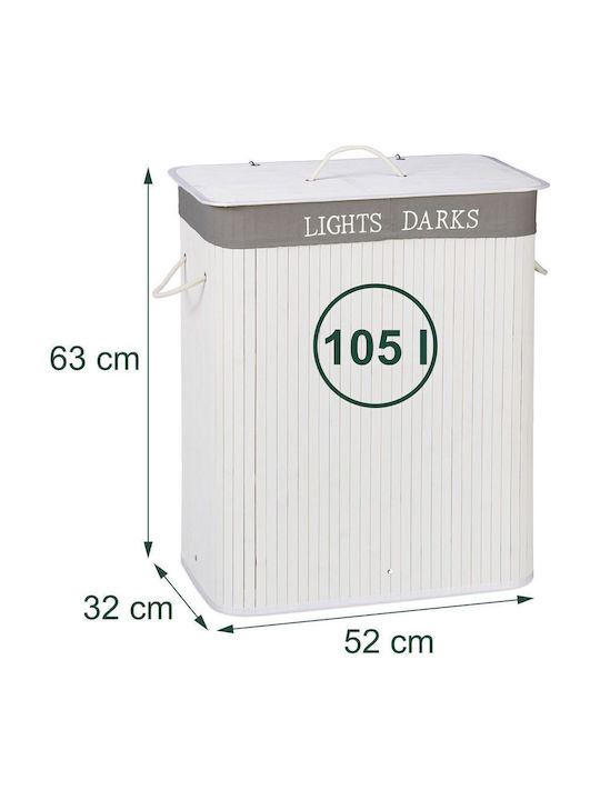 Relaxdays Coș de Rufe din Lemn cu Capac 63x32x52cm Alb
