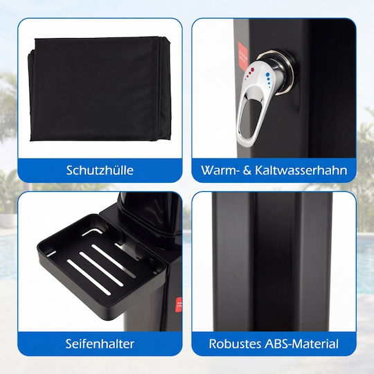 Costway Pool Shower Solar PVC 227.5x18x22 cm Black