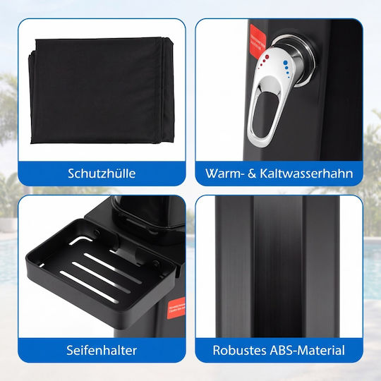 Costway Pool-Dusche Solar aus PVC 216,5x14,5x18 cm Schwarz