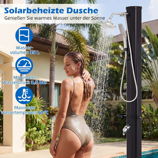 Costway Pool-Dusche Solar aus PVC 216,5x14,5x18 cm Schwarz