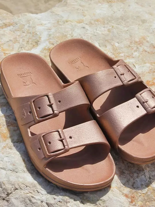 Flip Flops In Sandal Style In Gold Colour