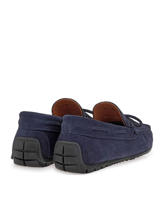 Mocasini Barbati Din Catifea In Culoare Albastru