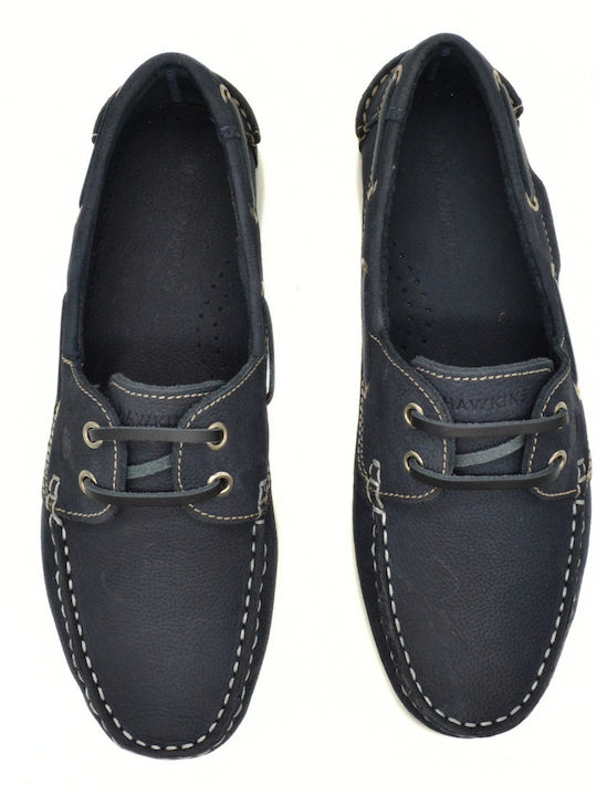 Leather Men's Boat Shoes in Blue Colour