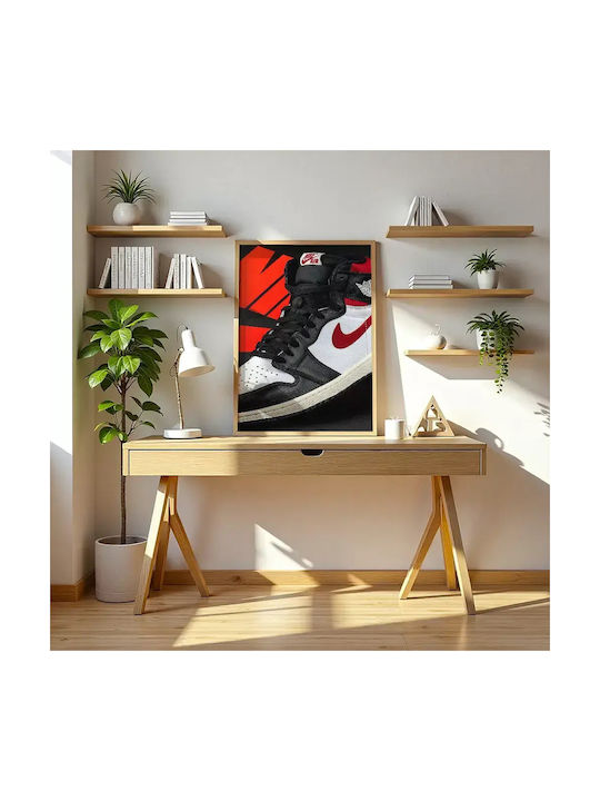 Poster Red N Black Jordan Sneakers Kds004a 40cm X 50cm Premium Μαύρο Ξύλινο Κάδρο