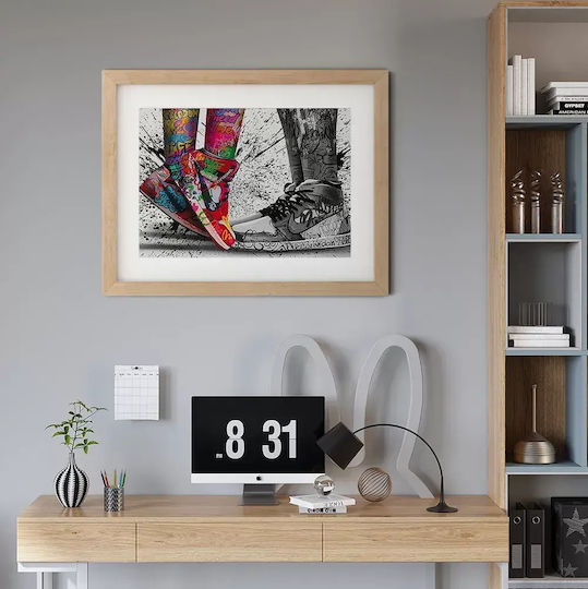 Poster Graffiti Sneakers Snk070 40cm X 50cm Premium Μαύρο Ξύλινο Κάδρο