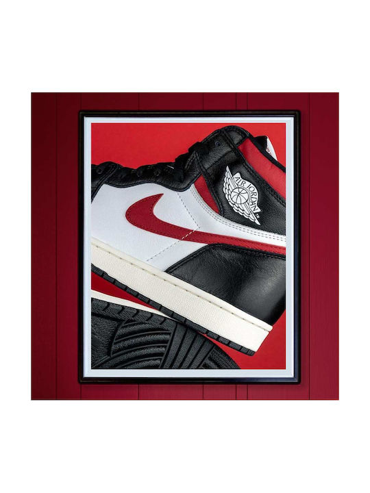 Poster Red N Black Jordan Sneakers Kds004b 40cm X 50cm Premium Black Wooden Frame