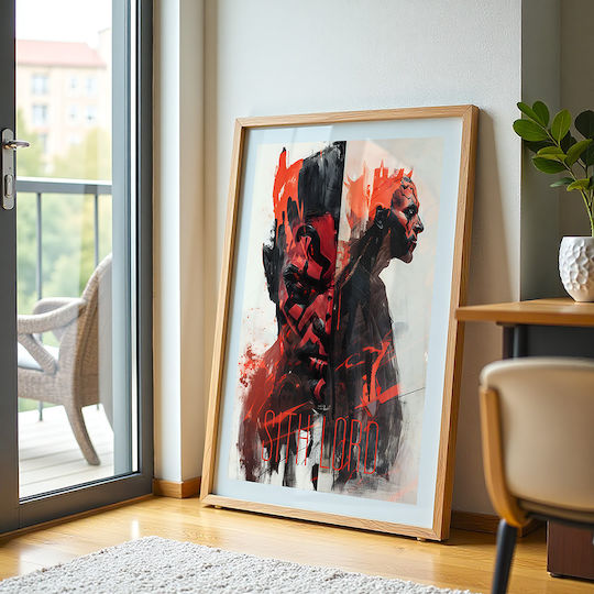 Poster Star Wars Darth Maul Mv305 40cm X 50cm Premium Black Wooden Frame