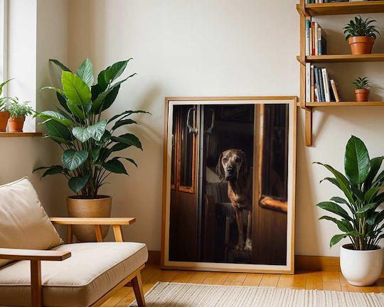 Poster Dog Pst25131 40cm X 50cm Premium Μαύρο Ξύλινο Κάδρο