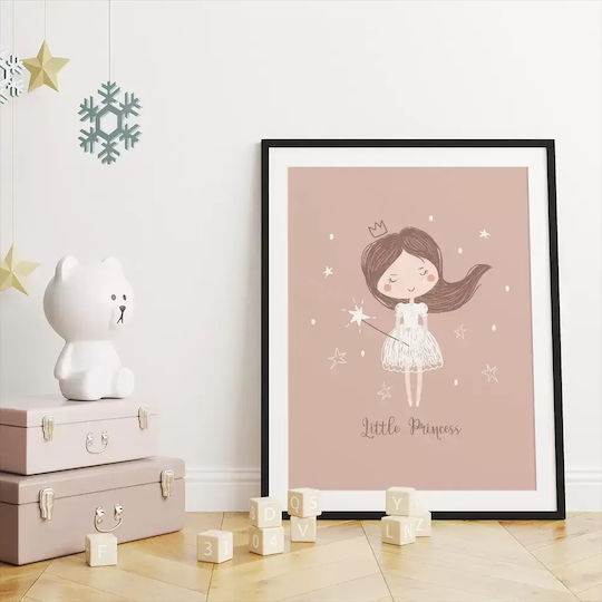 Kids Wall Art Little Princess with Black Wooden Frame 40x50cm