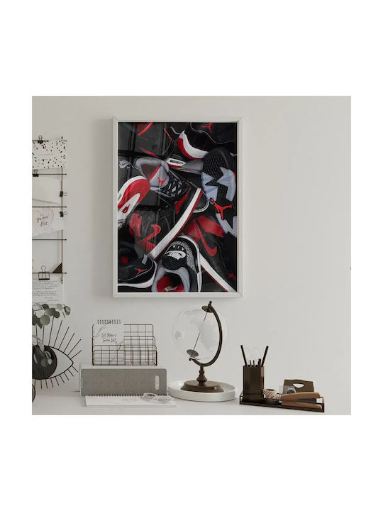 Poster Jordan Sneakers Kds012a 40cm X 50cm Premium Μαύρο Ξύλινο Κάδρο