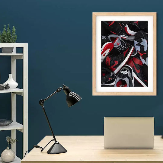 Poster Jordan Sneakers Kds012a 40cm X 50cm Premium Black Wooden Frame