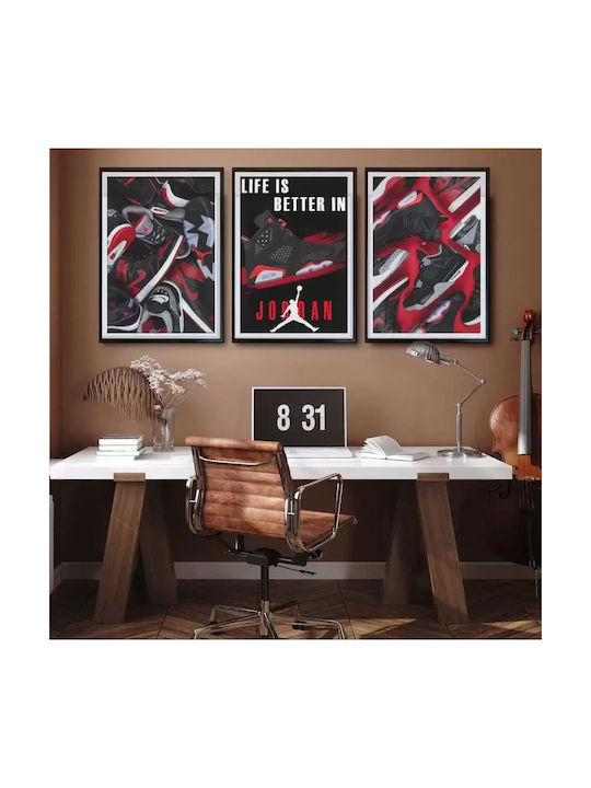 Poster Jordan Sneakers Kds012a 40cm X 50cm Premium Μαύρο Ξύλινο Κάδρο