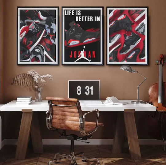 Poster Jordan Sneakers Kds012a 40cm X 50cm Premium Black Wooden Frame