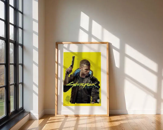 Gaming Poster Cyberpunk Gm2304 40cm X 50cm Premium Μαύρο Ξύλινο Κάδρο