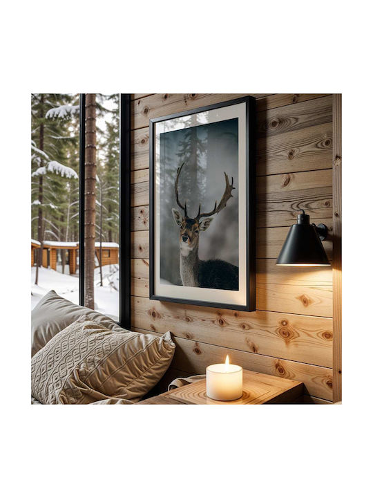 Poster Reindeer Pst25113 40cm X 50cm Premium Black Wooden Frame