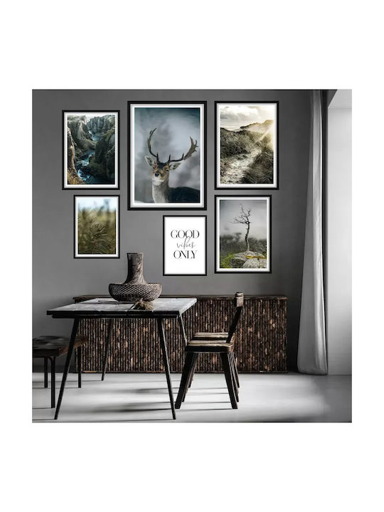 Poster Reindeer Pst25113 40cm X 50cm Premium Black Wooden Frame