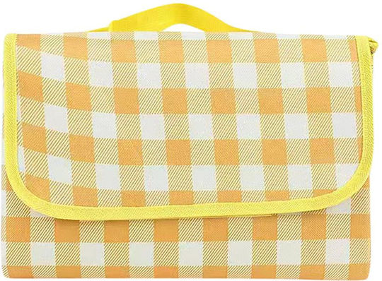 Picnic Blanket Handbag Type Foldable Waterproof Beach Camping 100x150cm Yellow-white