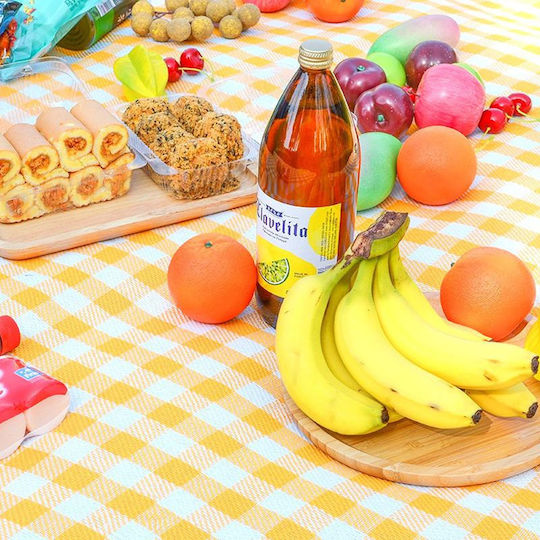 Picnic Blanket Handbag Type Foldable Waterproof Beach Camping 100x150cm Yellow-white
