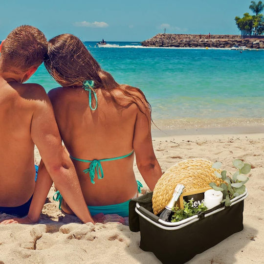 Coș De Picnic Siyuan Pentru Plajă Izolat Pliabil 48x28x22 Cm Cadru Din Aluminiu Culoare Neagră Rezistent La Apă