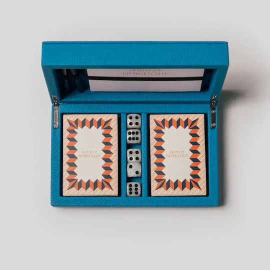 Premium Playing Cards House Nobilique Natural Leather Box Blue