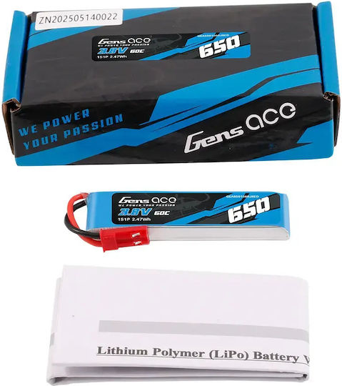 Gens Ace Μπαταρία Li-Po 3.8V 650mAh 60C 1S για Τηλεκατευθυνόμενο