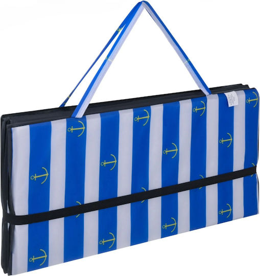Covoraș Rogojini De Plajă Pliabil 190 X 66 X 1 Cm Izolație Termică Rezistent La Apă Mâner De Transport Albastru Alb