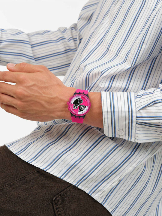 Swatch Lines Unisex Battery Watch with Rubber Strap